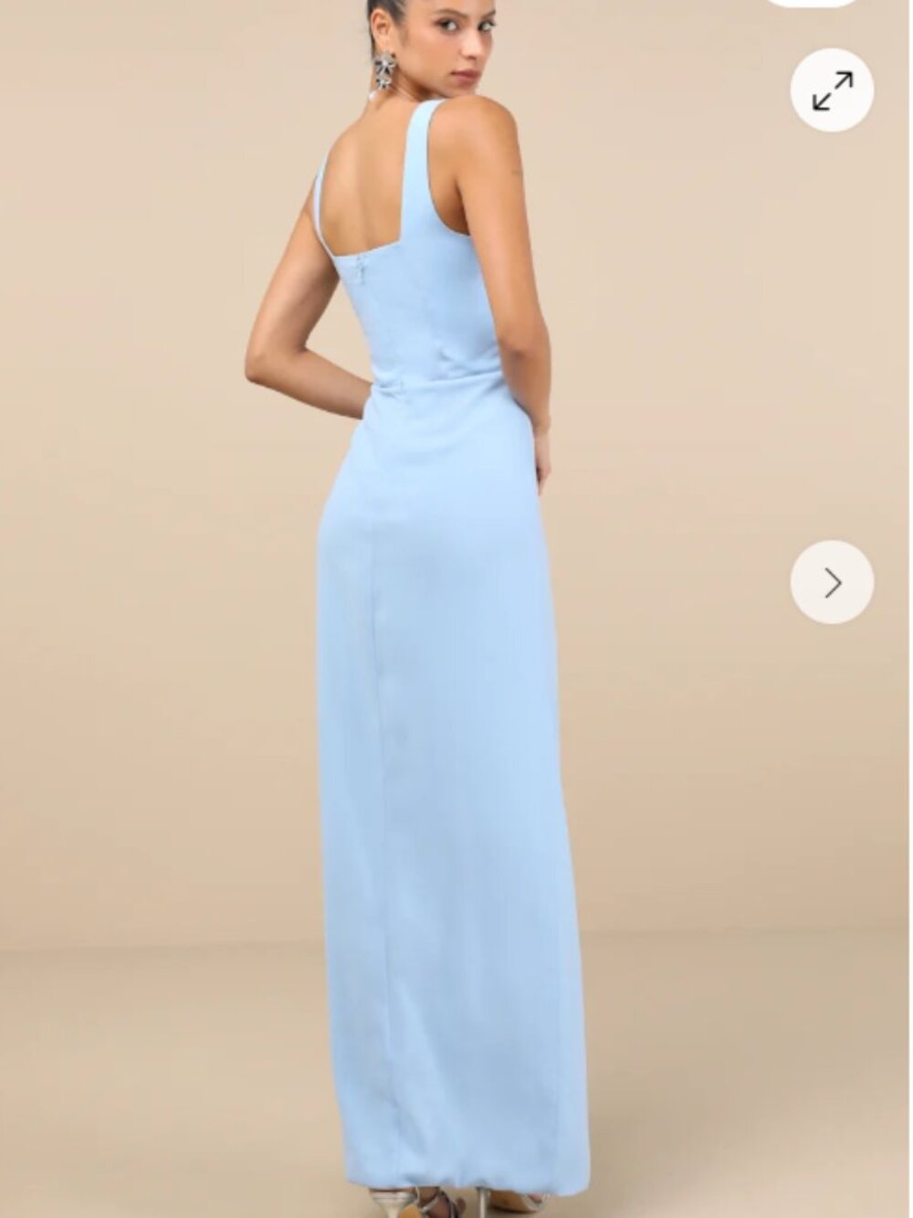 Lulus Glamorous Disposition Light Blue Ruched Maxi Dress - Size S - Picture 2 of 8